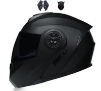 Adultos Modular Integrado Casco Moto, ECE Homologado Casco Abatible con Doble Visera Doble Lente Sistema De Ventilación Forro Extraíble