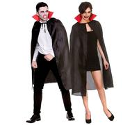 Adultos Negro Capa Vampiro Cuello Alto Negro Rojo Disfraz de Halloween