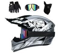 Adultos Niños MTB Casco de Motocross, con Gafas Guantes Máscara, Juventud Cara Completa ATV Casco de Moto, Cuesta Abajo Bicicleta Sucia MX Quad Bicicleta Enduro Chocar Casco ( Color : D , Size : S/52-