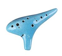 adultos Ocarinas Instrumento Musical De Ocarina De Cerámica De Tono C Alto De 12 Agujeros, Tipo Rendimiento Profesional, Ocarina De Grieta Azul Con Bolsa Protectora ocarina instrumento
