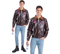 Adultos Top Gun con Licencia Piel Sintética Chaqueta Hombre Oficial 80s Disfraz