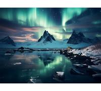 Adultos y Principiantes Diamond Painting Taladro Completo 5D DIY Arts Kits Aurora Boreal En El Glaciar Ártico Imagen Diamante Pintura Pintura Para Decoración Hogar Taladro Cuadrado 45x60cm AE2547