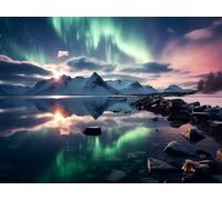 Adultos y Principiantes Diamond Painting Taladro Completo 5D DIY Arts Kits Aurora Boreal En El Glaciar Ártico Imagen Diamante Pintura Pintura Para Decoración Hogar Taladro Cuadrado 55x75cm AE2543