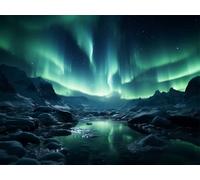 Adultos y Principiantes Diamond Painting Taladro Completo 5D DIY Arts Kits Aurora Boreal En El Glaciar Ártico Imagen Diamante Pintura Pintura Para Decoración Hogar Taladro Cuadrado 85x115cm AE2544