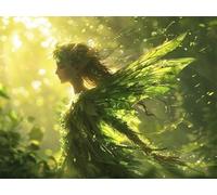 Adultos y Principiantes Diamond Painting Taladro Completo 5D DIY Arts Kits Elfos Del Bosque De Los Sueños Imagen Diamante Pintura Pintura Para Decoración Pared Hogar Taladro Redondo 25x35cm AE1156