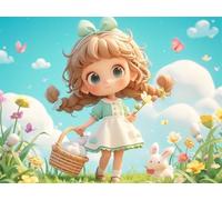 Adultos y Principiantes Diamond Painting Taladro Completo 5D DIY Arts Kits Linda Niña De Dibujos Animados Imagen Diamante Pintura Pintura Para Decoración Pared Hogar Taladro Cuadrado 25x35cm AE2641