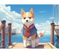 Adultos y Principiantes Diamond Painting Taladro Completo 5D DIY Arts Kits Lindo Perro Marinero Imagen Bordado Diamante Pintura Pintura Para Decoración Pared Hogar Taladro Cuadrado 45x60cm AE2666