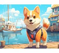 Adultos y Principiantes Diamond Painting Taladro Completo 5D DIY Arts Kits Lindo Perro Marinero Imagen Bordado Diamante Pintura Pintura Para Decoración Pared Hogar Taladro Cuadrado 85x115cm AE2665