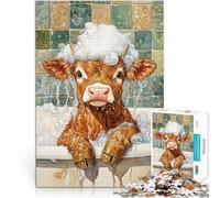 Adults 1000 Pieces Puzzle “Cow in a Bubble Bath” Made of Cardboard,for 14+ Toys for Family Entertainment Wall Decoration Unique Gifts for Birthday and Christmas。Size:38x52cm/14.96x20.47inch