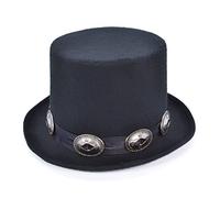 Adults 1980’s Rocker Slash Style Black Top Hat Fancy Dress Accessory