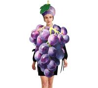 Adults Grape Outfit - Purple Fruit Bunch with Hat, Funny Food and Halloween Outfit | Party and Cosplay Grape Costume for Women, Men, Elderly, Birthday, Stage Performance, Event Gathering