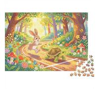 Adults Puzzle Tortuga Y Liebre 1000 Piezas Puzzles Recycled Ilustración De Fábula Puzzles para Ancianos Tiempo De Juego En Familia Props Party Accesorios De Juego for and Age 10 Up 52x38cm/1000 piez