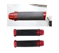 Adunsiaoto 2 Piezas Antideslizante De Aluminio para Moto, Puños Manillar Motocicleta CNC Aluminio Goma Mango Universal para Barra Bicicleta, Asa Antideslizante Universal para Moto Scooter(Rojo)