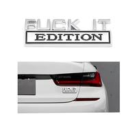 Adunsiaoto Coche Fuck It Edition Emblema, Pegatina 3D Coche, Calcomanía para Automóvil Insignia, Emblema Adhesivo Metálico Automóvil Insignia, Decoración para Coches Motocicletas(Plata Negro)