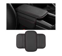 Adunsiaoto Protector Cuero Impermeable La Caja Asiento Apoyabrazos, Reposabrazos Coche Con Memoria Espuma, Impermeabile Protezione per La Copertura Scatola Del Sedile Bracciolo(Negro Rojo Línea)