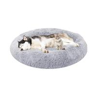 ADUODAO Cama para perros y gatos, cojín para cachorros, lavable a máquina, almohada de dona esponjosa, antiansiedad, redondo, para perro, cesta de almohada ortopédica (90 x 90 x 20 cm, gris claro)