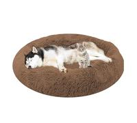 ADUODAO Cama para perros y gatos, cojín para cachorros, lavable a máquina, almohada de dona esponjosa, antiansiedad, redondo, para perro, cesta de almohada ortopédica (90 x 90 x 20 cm, caqui)