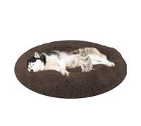 ADUODAO Cama para perros y gatos, cojín para cachorros, lavable a máquina, almohada de dona esponjosa, antiansiedad, redondo, para perro, cesta de almohada ortopédica (70 x 70 x 20 cm, marrón)