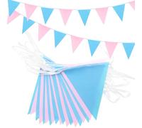 ADUQATOR - Banderines de tela rosa y azul, 20 m, 52 unidades, para exteriores, impermeables, perfectos para decoración de baby shower, niño o niña y decoración de fiesta de revelación de género