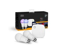 AduroSmart - Set de iniciación LED de colores y blanco, intensidad regulable, 16 millones de colores, 2 bombillas LED E27 y un hub, controlable mediante aplicación, compatible con Alexa
