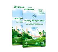 ADUSTMAN Hojas de detergente para ropa sin líquido, aroma fresco, 124 cargas, baja espuma, alta eficiencia, ecológica, libre de plástico (fresco, 124 unidades (paquete de 2))