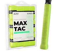 ADV MaxTac Tacky - Paquete de 12 agarres de tenis antideslizantes extremadamente pegajosos - Cinta de agarre para raqueta de tenis profesional delgada y fácil de usar (paquete de 12 voltios)
