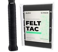 ADV Tennis Dry Overgrip - Paquete de 12 Cintas de Agarre Ultra Absorbente con Material Exclusivo FeltTac para una Alta Comodidad Aterciopelada, Probada y diseñada por Profesionales (Negro, 12