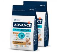 Advance Yorkshire - Pienso seco para perros adultos de raza - Pollo y arroz - Cantidad: 2 x 1,5 kg