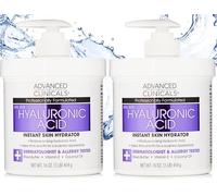Advanced Clinicals Crema antienvejecimiento de ácido hialurónico para cara, cuerpo y manos. Hidratación instantánea para la piel, tamaño de spa. (Dos - 16 oz)