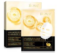 Advanced Snail Mucin Glass Glow Hydrogel Face Masks, Esencia Facial de Colágeno de Caracol Despegable Durante la Noche, Antienvejecimiento, Antiarrugas, Hidratación Profunda, Nutritivas, para Todo Tip