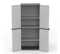 Adventa: Armario de Resina de PVC y PP, 2 Puertas, 3 estantes, fácil de Montar, Modular System, Resistente, Apto para ambientes Interiores y Exteriores, 68 x 40 x 165 cm, Gris y Negro