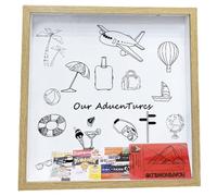 Adventure Archive Box - de recuerdos de madera para aventura, marco de almacenamiento de vida, cajas de recuerdo con ranura | Colección conmemorativa de viaje, concierto y película