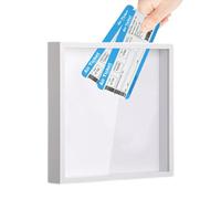 Adventure Archive Box - Elegante caja de billetes de viaje con marco de madera, caja de marco de madera de sombra de carga superior para boletos de viaje, tiendas de conciertos/viajes/entradas de cine