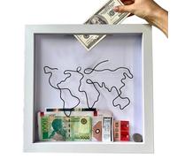 Adventure Archive Box | Travel Memory Boxes | Travel Tickets Collection Box | Creative Adventure Memory Box | Wooden Shadow Box with Slot On Top For Souvenirs/Tickets/Postcards