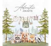 Adventure Awaits Baby Shower Guest Book: Woodland Forest Animals Sign-In Book with Gift Log and Keepsake Memory Pages