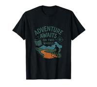 Adventure Awaits On Two Wheels Ciclismo Humor Gráfico Camiseta