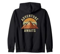 Adventure, Awaits Retro Mountains Sunset Outdoors Explore Sudadera con Capucha