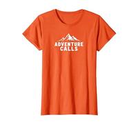 Adventure Calls Mountain Peaks Explorador al Aire Libre Camiseta, Mujer, Naranja, L