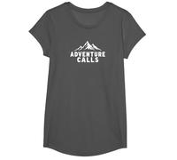 Adventure Calls Mountain Peaks Explorador al Aire Libre Camiseta, Niñas, Asfalto, Grande