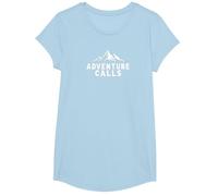 Adventure Calls Mountain Peaks Explorador al Aire Libre Camiseta, Niñas, Azul Bebé, L