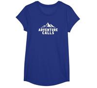 Adventure Calls Mountain Peaks Explorador al Aire Libre Camiseta, Niñas, Azul Real, L