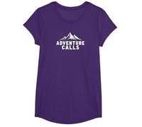 Adventure Calls Mountain Peaks Explorador al Aire Libre Camiseta, Niñas, Morado, Grande