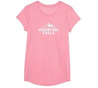 Adventure Calls Mountain Peaks Explorador al Aire Libre Camiseta, Niñas, Rosado, L