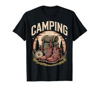 Adventure Camping Life Forest Trail Backpack Boots Map Camiseta