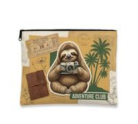 Adventure Club - Bolsa de maquillaje vintage retro para mujer, organizador portátil de lona con cremallera, perfecto para escapadas de verano, Marrón, 7x9 Inch, Aventura