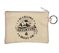 Adventure is Calling Adventure and I Must Go Mountain Sunrise - Llavero minimalista con diseño gráfico, monedero, color beige, beige, Talla única
