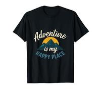 Adventure Is My Happy Place Montaña Amanecer Viaje Novedad Camiseta