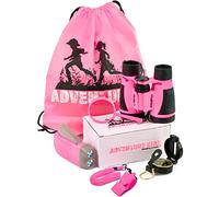 Adventure Kidz - Kit de exploración al aire libre, binoculares de juguete para niños, linterna, brújula, silbato, lupa, senderismo, juego educativo y simulación