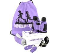 Adventure Kidz - Kit de exploración al aire libre, binoculares para niños, linterna, brújula, silbato de zorro, lupa, mochila. Gran juego de regalo para STEM, juego de simulación, a partir de 3 años