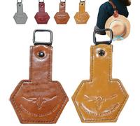 Adventure Magnetic Hat Clip, Hat Magnet Clip for Travel on Bag, Handcrafted Leather Cap Clips with Easy Clip-On Design, Caps Holder for Backpack, Luggage, Outdoor Hiking, Camping Trips(Brown+Yellow)